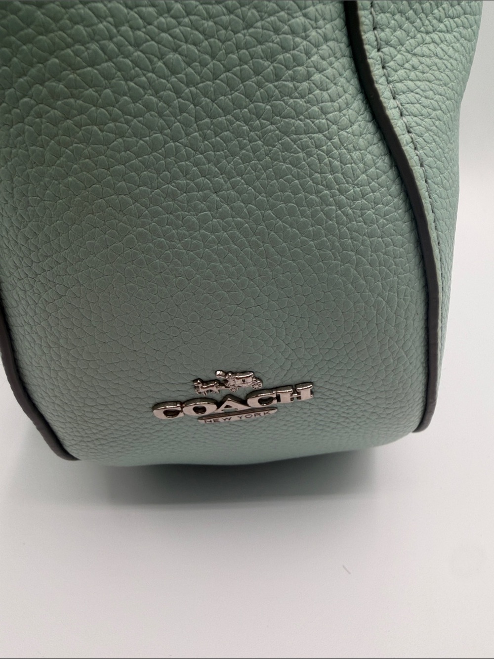Coach Mint Green Pebbled Leather Shoulder Bag with Turn-Lock - Picture 6 of 11